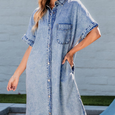 Makayla Loose Medium Wash Chambray Dress