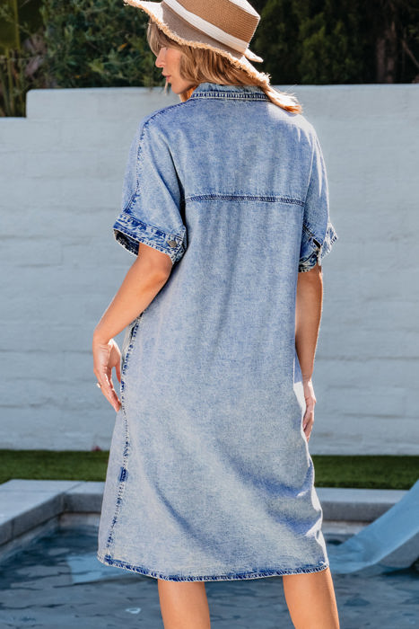 Makayla Loose Medium Wash Chambray Dress