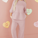  Makenna Texture Ruffle Hem Top