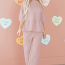  Makenna Texture Ruffle Hem Top