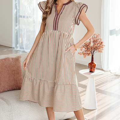 Makenzie Contrast Trim Midi Dress