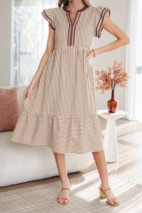 Makenzie Contrast Trim Midi Dress