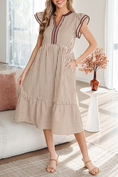 Makenzie Contrast Trim Midi Dress