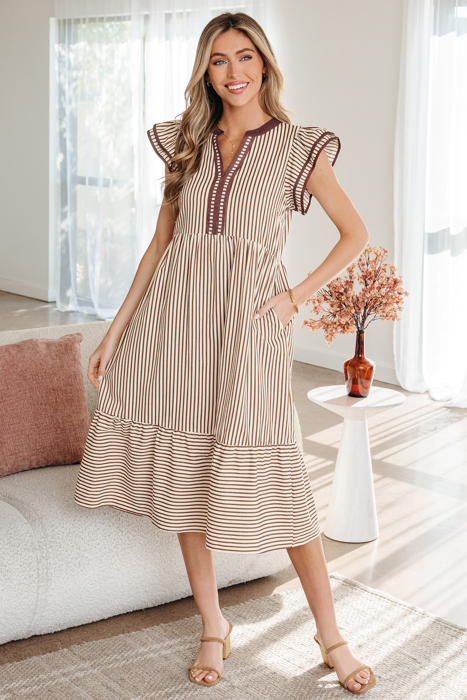 Makenzie Contrast Trim Midi Dress