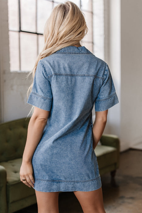 Makenzie Short Sleeve Collared Denim Dress