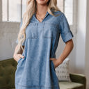  Makenzie Short Sleeve Collared Denim Dress