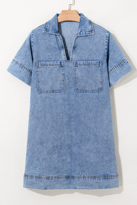 Makenzie Short Sleeve Collared Denim Dress