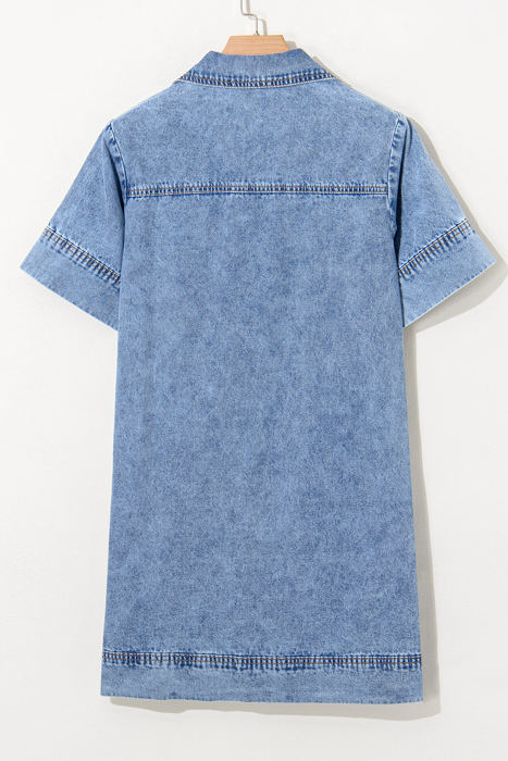 Makenzie Short Sleeve Collared Denim Dress