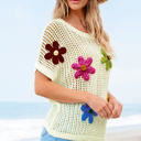  Malaysia Crochet Flower Hollow-out Sweater