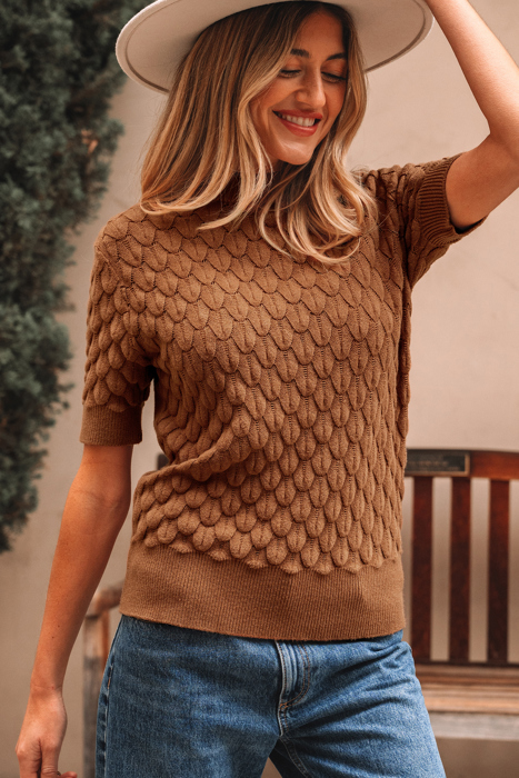 Malaysia Ribbed Short Sleeve Sweater