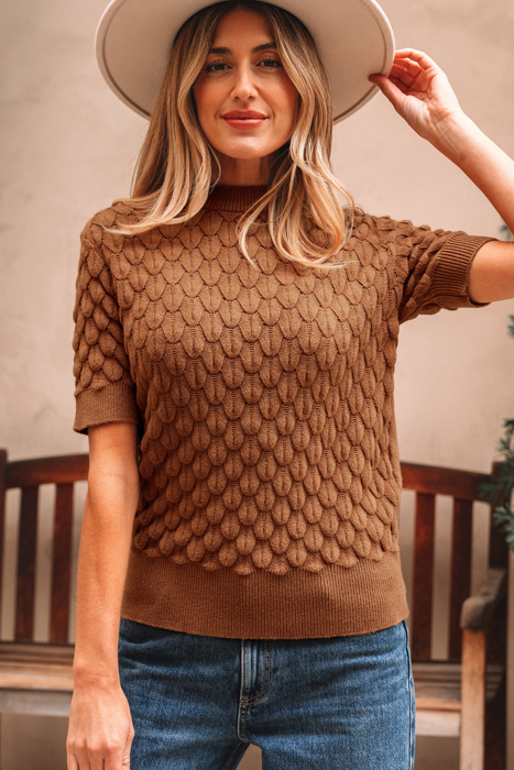 Malaysia Ribbed Short Sleeve Sweater