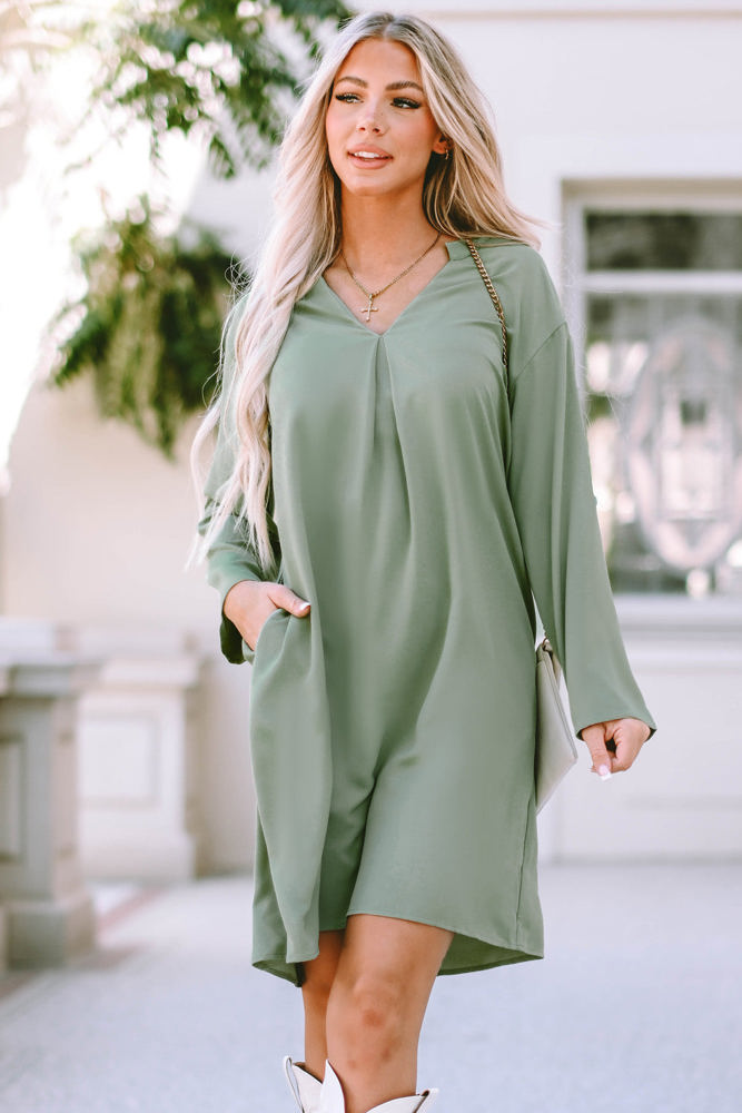 Mallory Roll-tab Sleeve Flowy Casual Dress