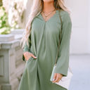 Green Large Mallory Roll-tab Sleeve Flowy Casual Dress