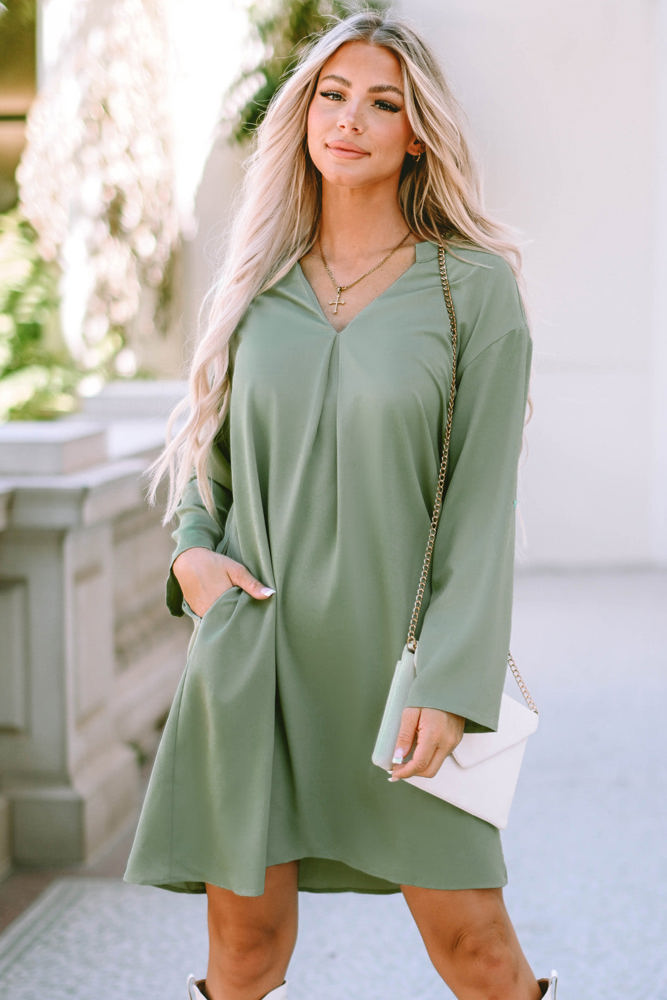 Mallory Roll-tab Sleeve Flowy Casual Dress