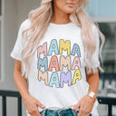 White Large MAMA Crew Neck Casual T Shirt