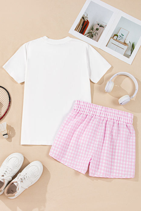 MAMA Printed Tee and Plaid Shorts Lounge Set