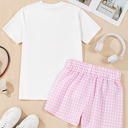  MAMA Printed Tee and Plaid Shorts Lounge Set