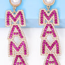  MAMA Rhinestone Pearl Dangle Stud Earrings