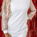 White Medium Mandy Sequin Puff Sleeve Shift Mini Dress