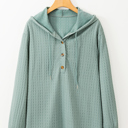  Mandy Textured Drawstring Hooded Long Sleeve Top