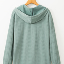  Mandy Textured Drawstring Hooded Long Sleeve Top