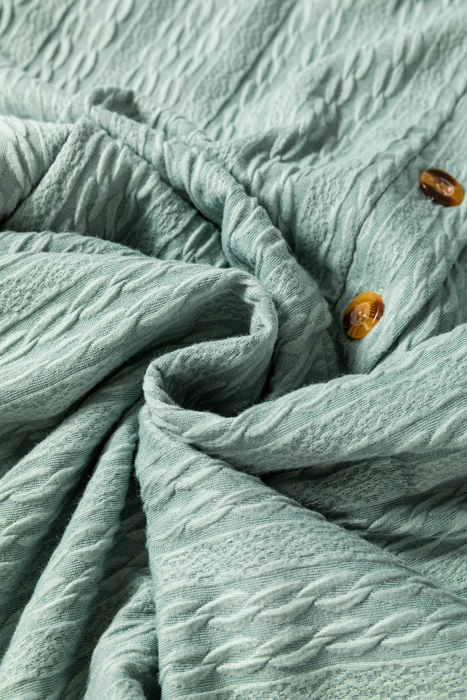 Mandy Textured Drawstring Hooded Long Sleeve Top