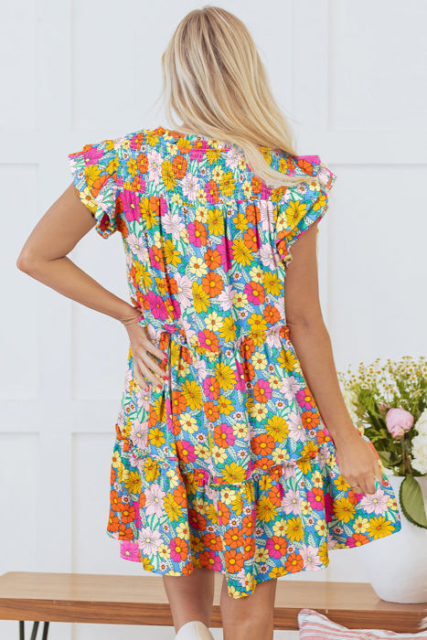 Mara Floral Flutter Sleeve Mini Dress