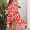 Rose Large Maren Floral High Low Bandeau Vacay Dress