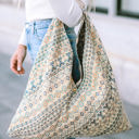 White Maren Print Canvas Tote Bag