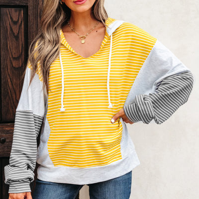 Margot Stripe Drawstring Loose Fit Hooded Top