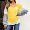  Margot Stripe Drawstring Loose Fit Hooded Top