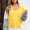  Margot Stripe Drawstring Loose Fit Hooded Top