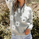  Maria Floral Half Zip Drop Shoulder Sweater