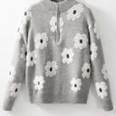  Maria Floral Half Zip Drop Shoulder Sweater