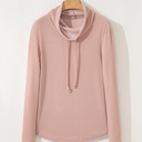 Pale Chestnut Mariam Drawstring Cowl Knit Top