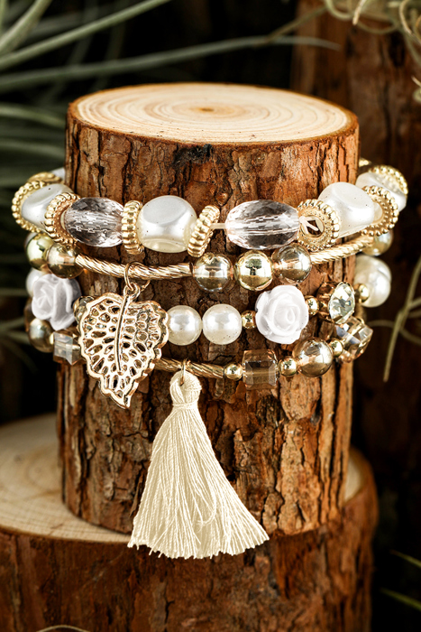 Mariana Beaded Fringed Layered Bracelet
