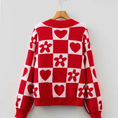 Marianna Checkered Knit Loose Sweater
