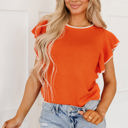  Marilyn Contrast Trim Ruffle Sleeve Knitted Top