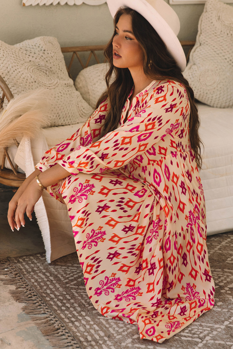 Marjorie Geometric Printed Maxi Dress