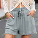  Marleigh Drawstring Frayed Edge Pocketed Shorts