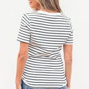  Marleigh Stripe Textured Buttoned Henley Top