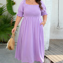 Wisteria 1X Marley Plus Size Swiss Dot Smocked Dress