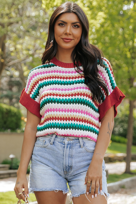 Maryam Sleeve Colorful Textured Sweater