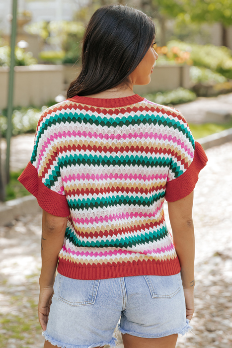 Maryam Sleeve Colorful Textured Sweater