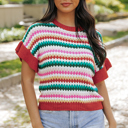  Maryam Sleeve Colorful Textured Sweater