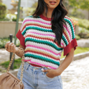  Maryam Sleeve Colorful Textured Sweater