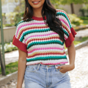  Maryam Sleeve Colorful Textured Sweater
