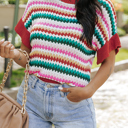  Maryam Sleeve Colorful Textured Sweater
