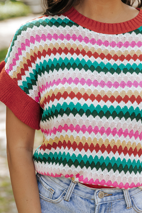 Maryam Sleeve Colorful Textured Sweater