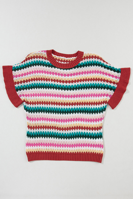 Maryam Sleeve Colorful Textured Sweater